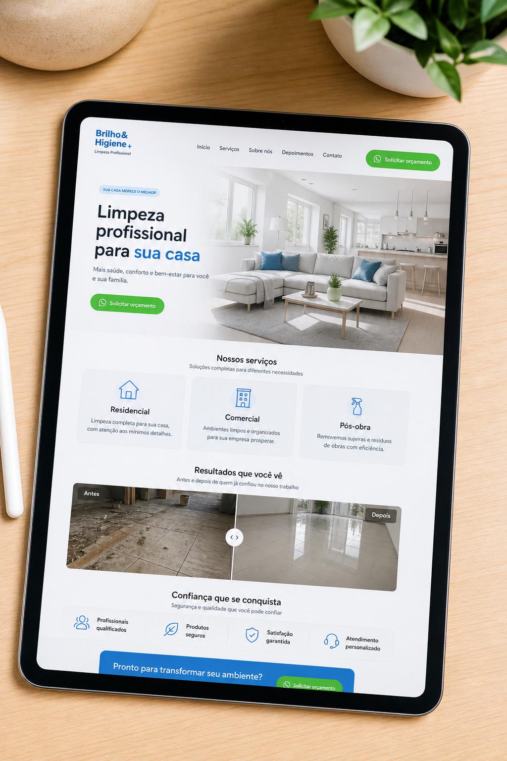 Exemplo de projeto digital: Empresa de limpeza